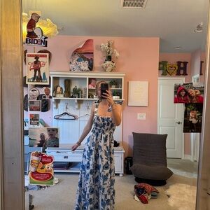 Floral Blue and White Dress